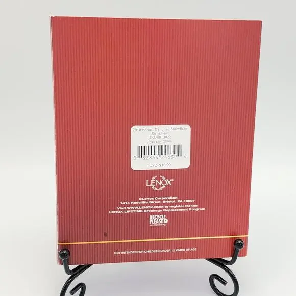 Lenox 2010 Annual Gemmed Snowflake Christmas Ornament w Box 813072 Green Crystal - Picture 7 of 8